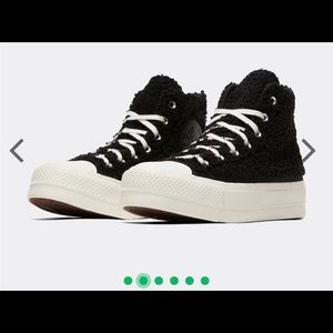 Brand new Sherpa/fluffy black platformed converse. Size 7.5(women’s)